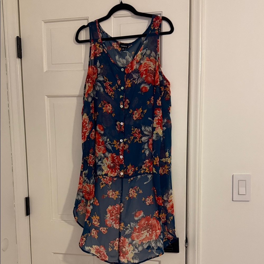 Torrid Blue Floral Sleeveless Top